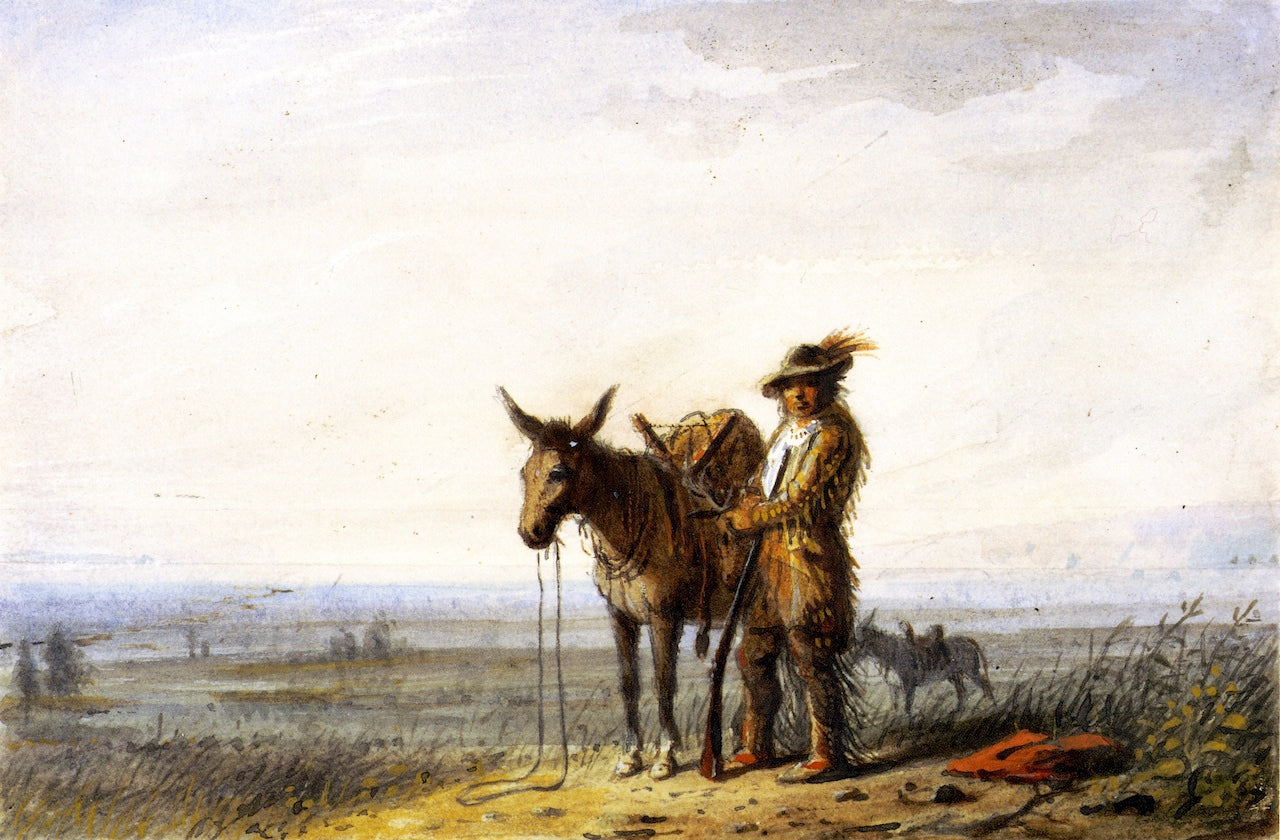 Old Bill Burrows, a Free Trapper, vintage artwork by Alfred Jacob Miller, A3 (16x12") Poster Print
