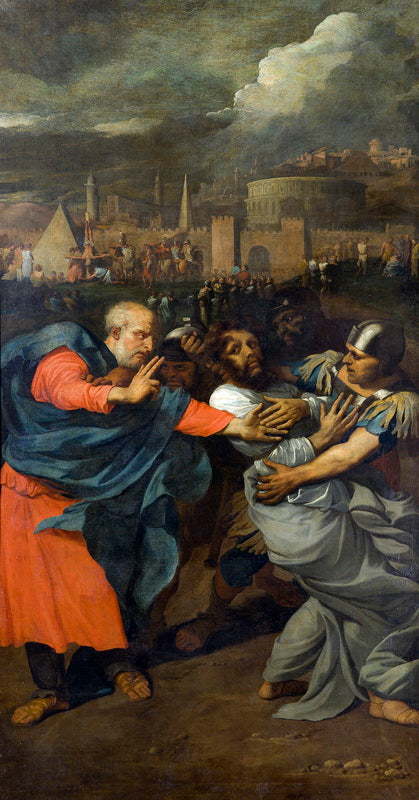 Saint Paul bids his farewell to Saint Peter, vintage artwork by Bertholet Flemalle, 12x8" (A4) Poster