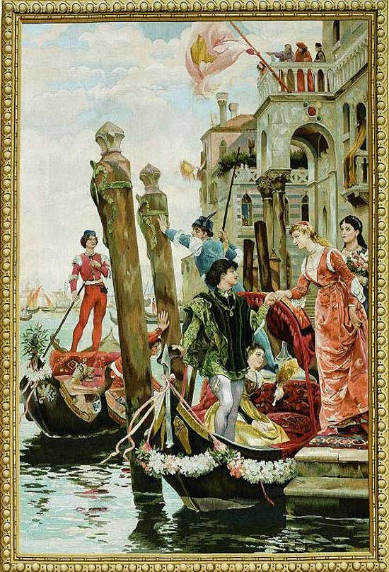 Morning in Venice, vintage artwork by Jacques Clement Wagrez, 12x8" (A4) Poster