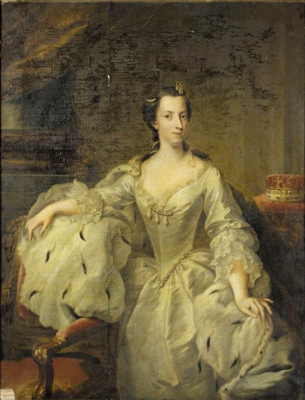 Portrait of Princess Maria (1723-1773), Wife of of Landgrave Friedrick II of Hesse-Kassel, vintage artwork by Johann Heinrich Tischbein the Elder, 12x8" (A4) Poster