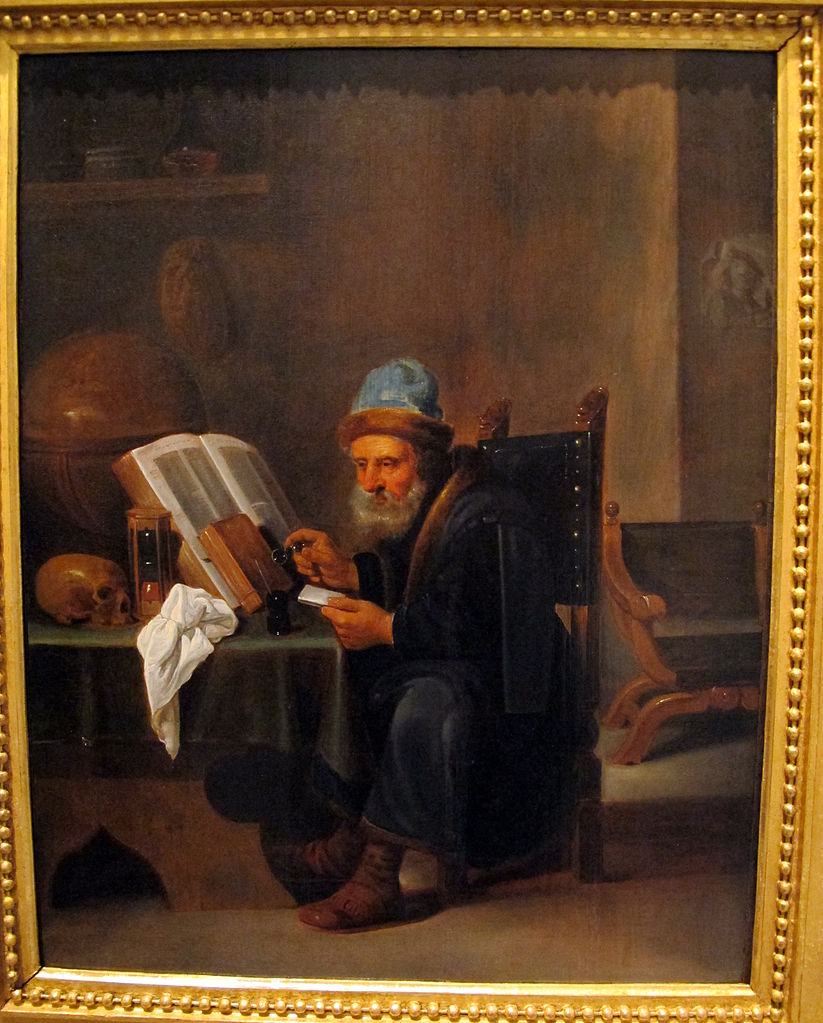 Portrait of an Old Philosopher, vintage artwork by David Ryckaert III, 12x8" (A4) Poster