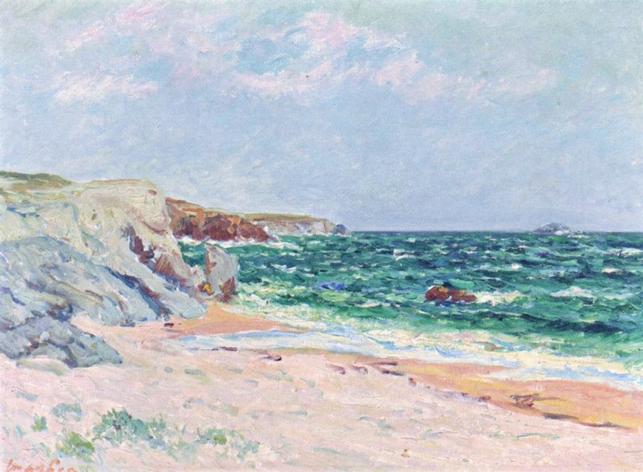 Beach at Port Blanc, Presqu'ile de Guiberon by Maxime Maufra,A3(16x12")Poster