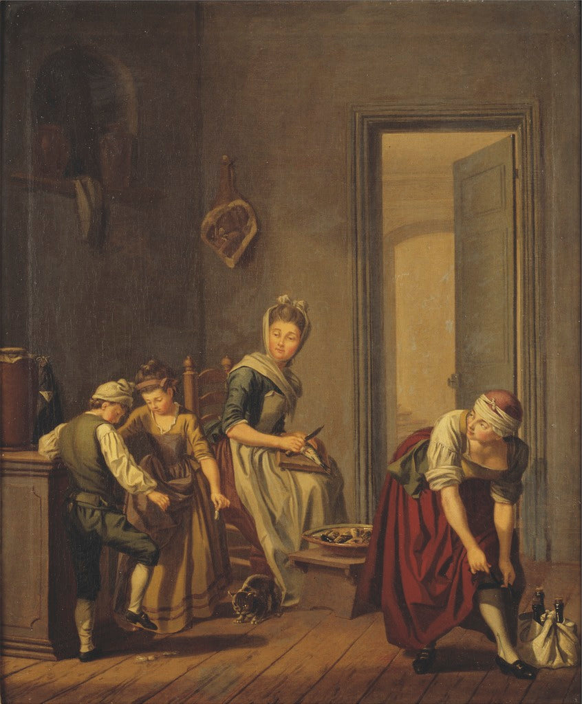 Women in a Kitchen, vintage artwork by Pehr Hilleström, 12x8" (A4) Poster