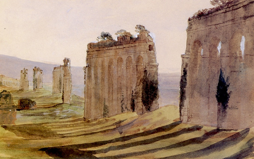 Roman Aqueduct with Shadows, vintage artwork by Thomas Hiram Hotchkiss, 12x8" (A4) Poster