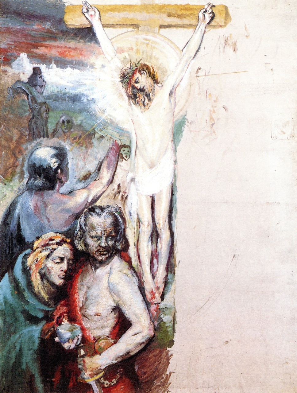 Crucifixion (unfinished), vintage artwork by Aksel Waldemar Johannessen, 12x8" (A4) Poster