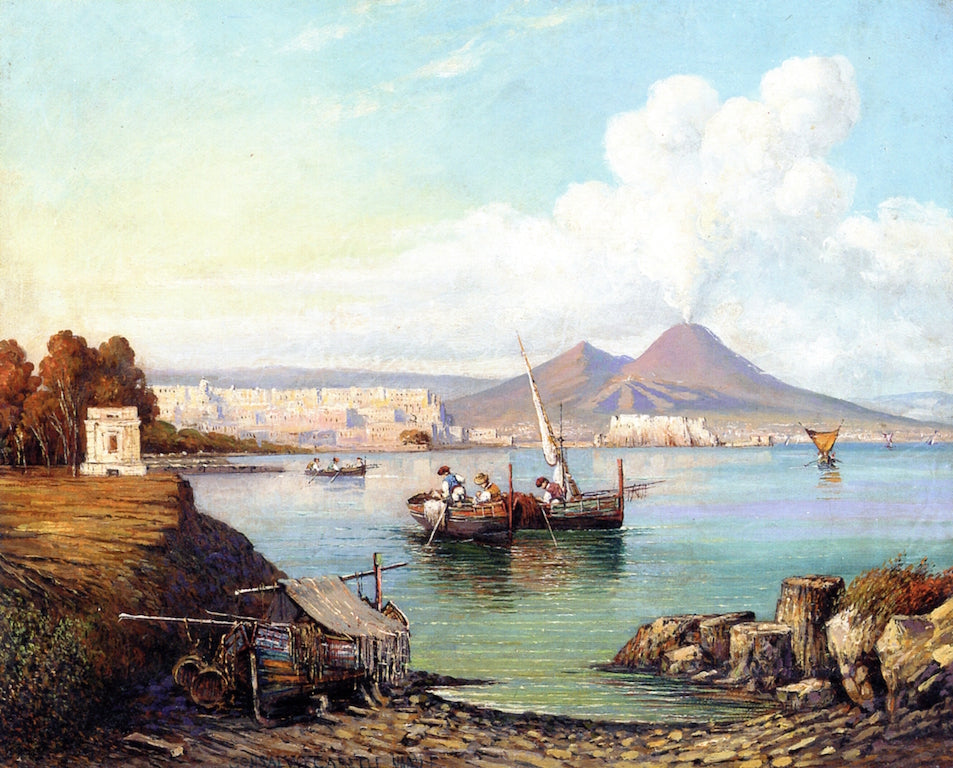 Fishing in the Bay of Naples, vintage artwork by Gonsalvo Carelli, A3 (16x12") Poster Print