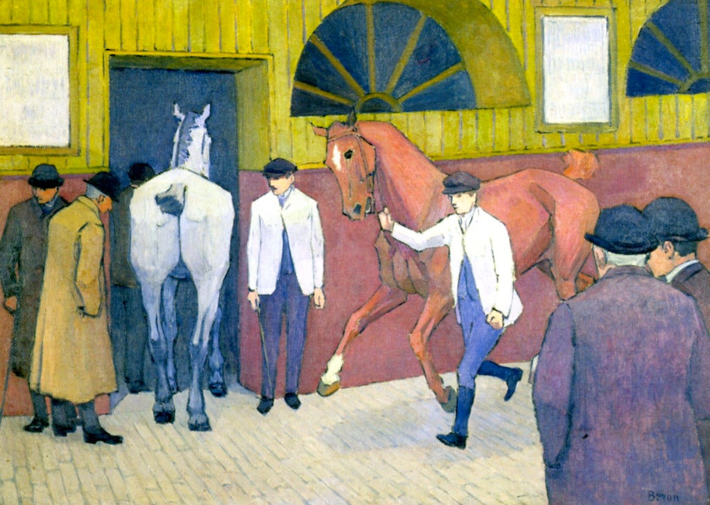 The Horse Mart (Barbican No. 1), vintage artwork by Robert Bevan, 12x8" (A4) Poster