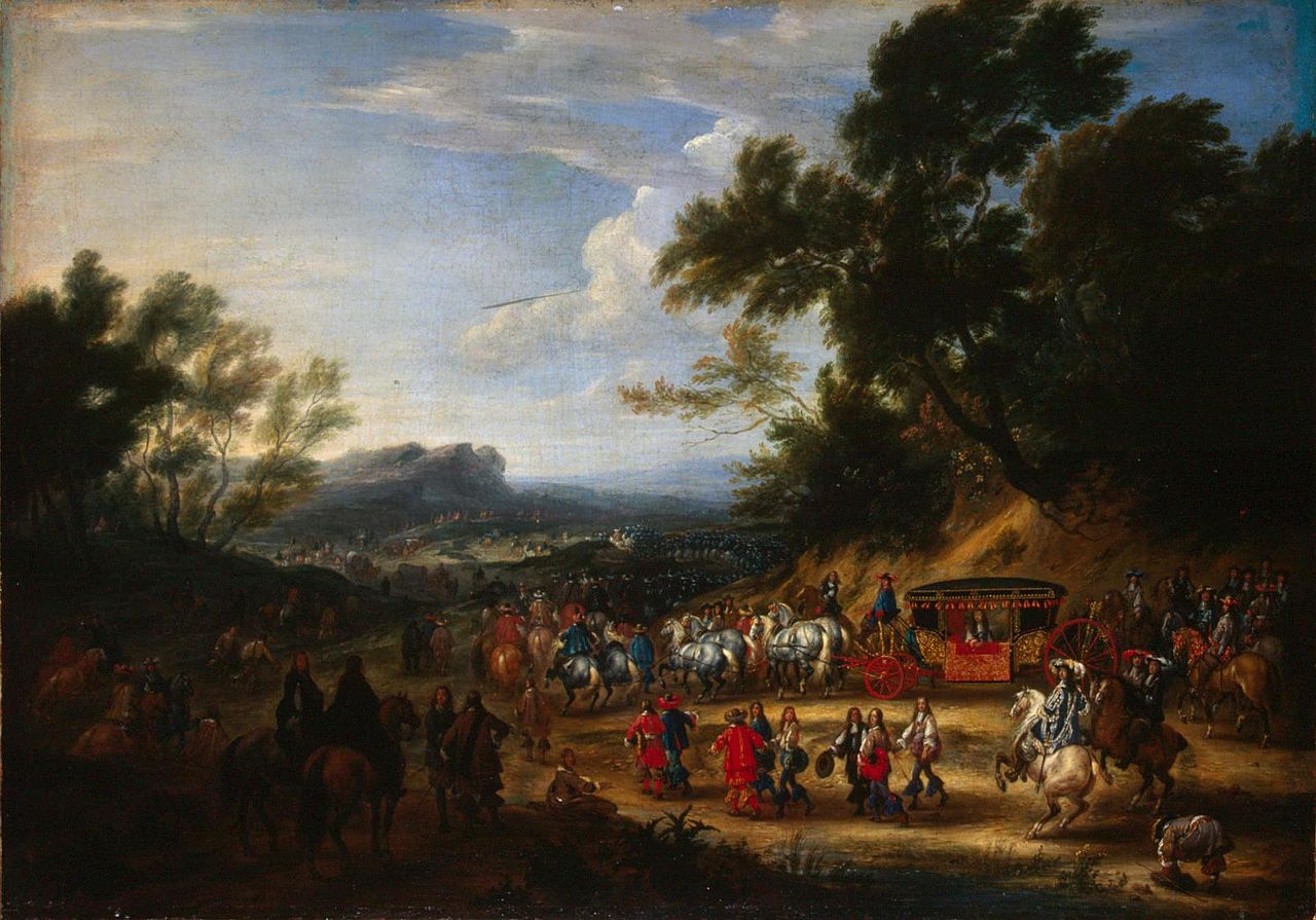 Louis XIV Travelling, vintage artwork by Adam Frans van der Meulen, 12x8" (A4) Poster