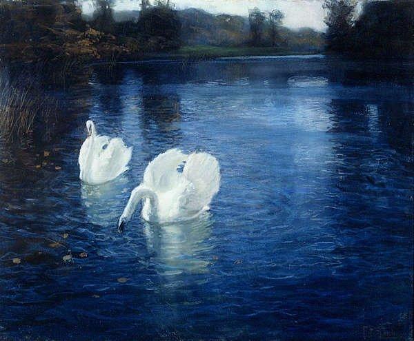 Northern Light, Sweden, vintage artwork by Fritz Thaulow, 12x8" (A4) Poster