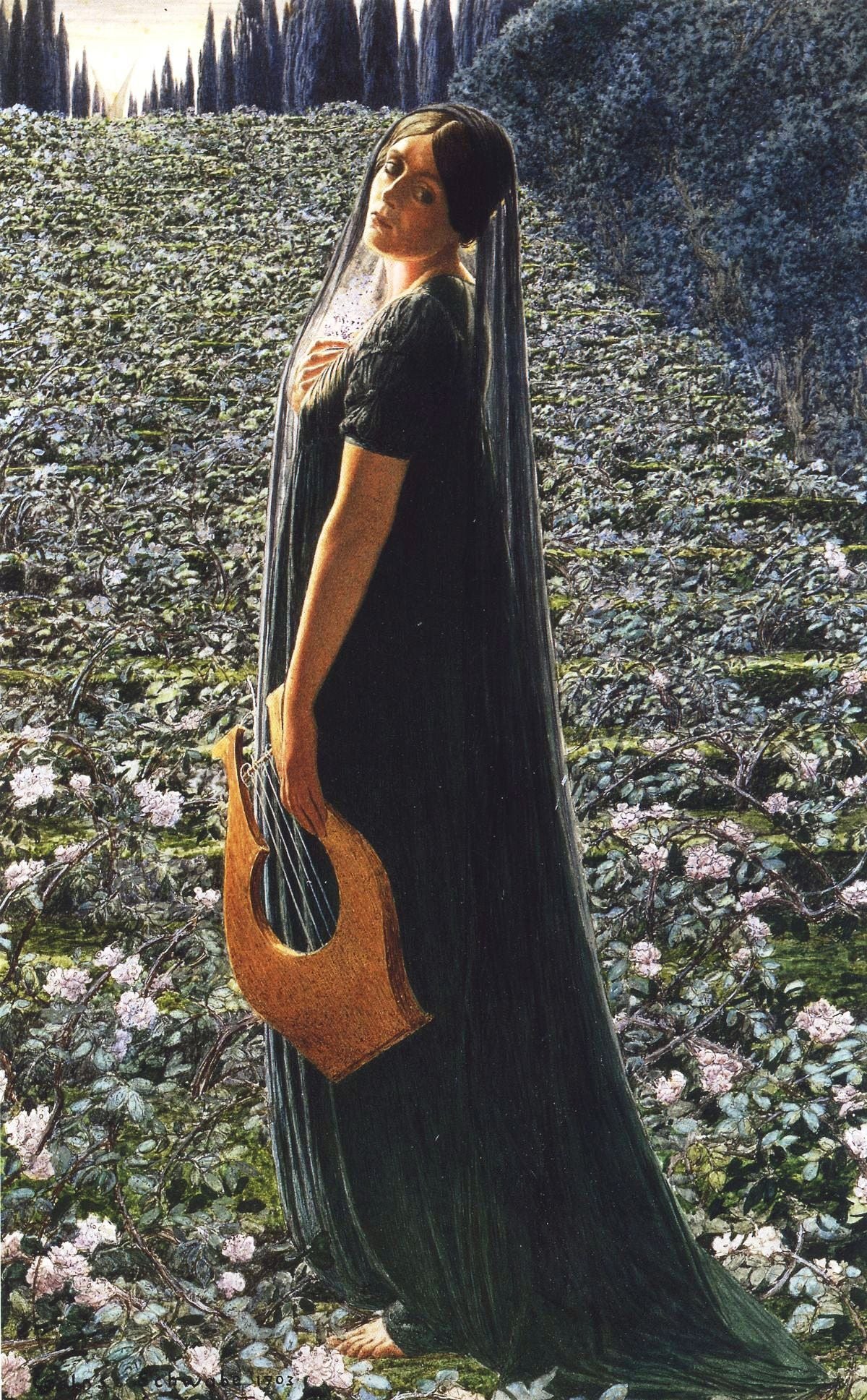 Elysean Fields, vintage artwork by Carlos Schwabe, 12x8" (A4) Poster