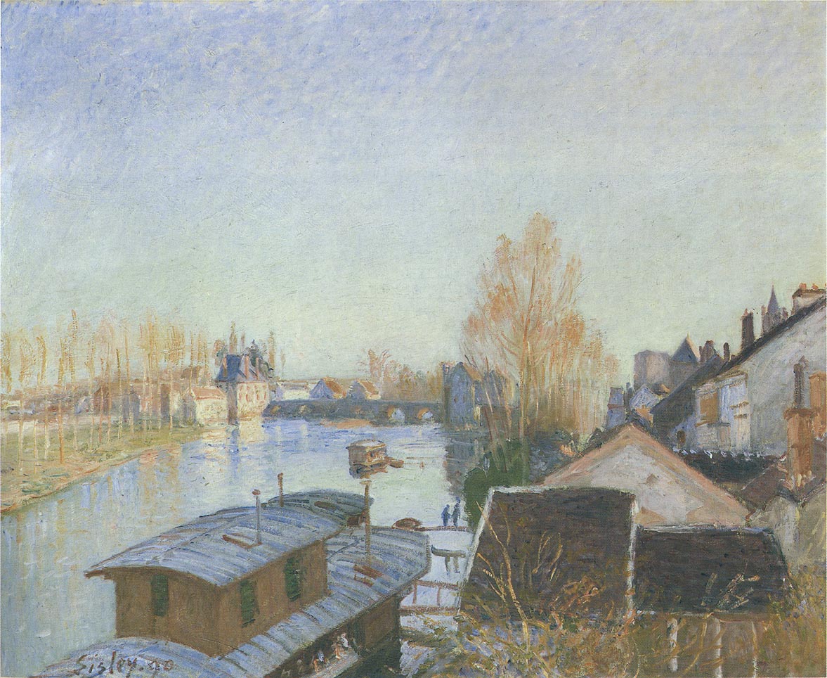 Banks of the Loing , April, vintage artwork by Alfred Sisley, 12x8" (A4) Poster