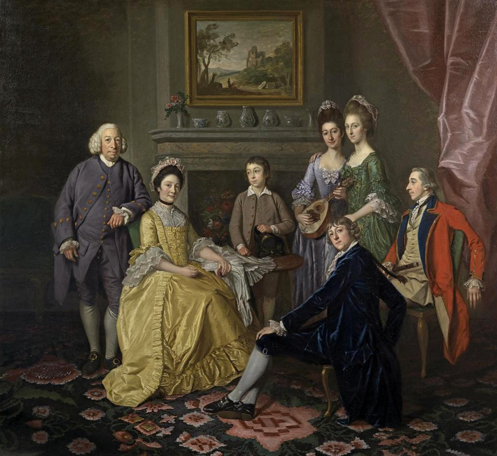 Sir James and Lady Hodges and Their Family, vintage artwork by Sir Nathaniel Dance-Holland, 12x8" (A4) Poster