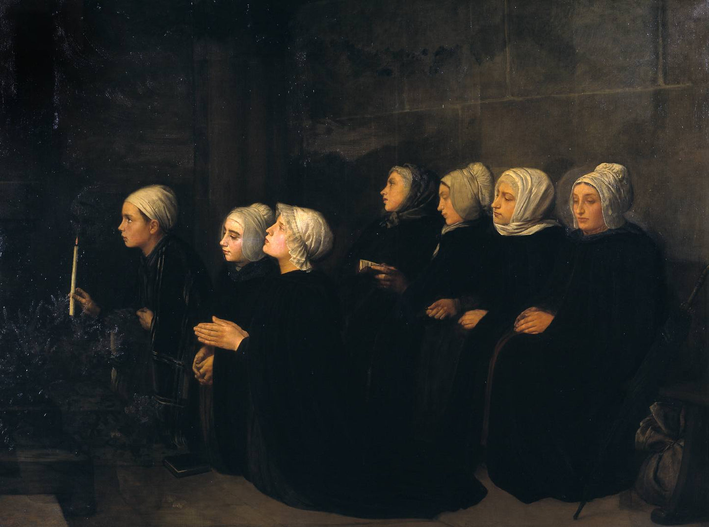 Women in Prayer, vintage artwork by Alphonse Legros, 12x8" (A4) Poster