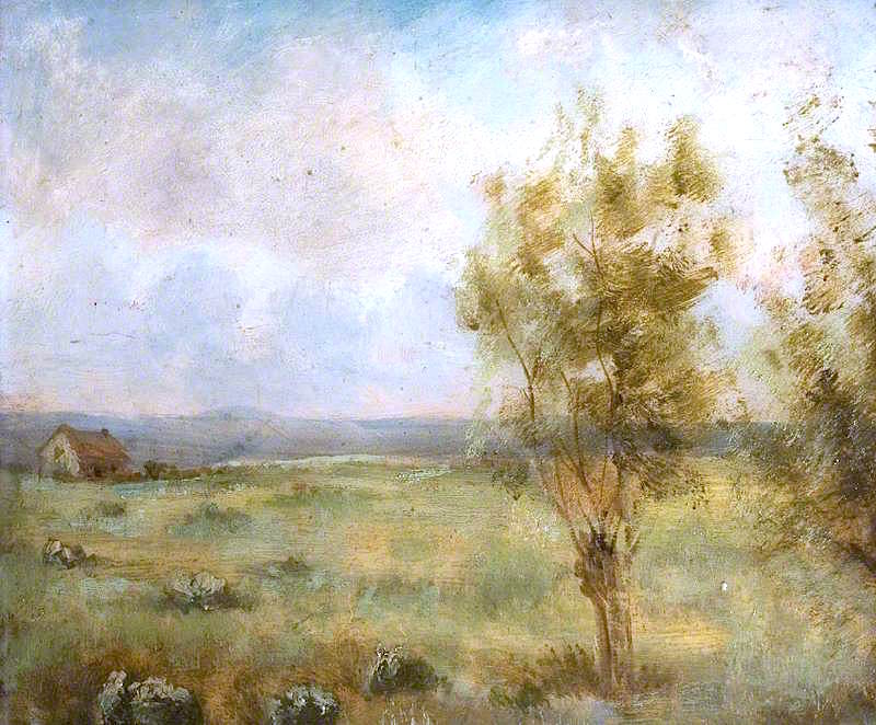 Landscape from the Area of Pont-de-Vaux, vintage artwork by Antoine Chintreuil, A3 (16x12") Poster Print