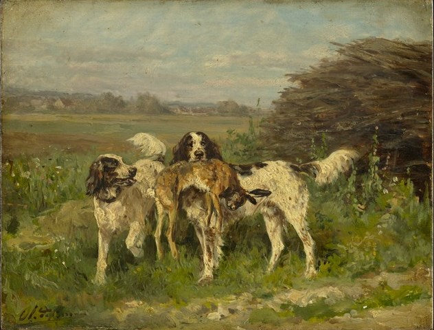 End of the Hunt, vintage artwork by Charles Olivier de Penne, 12x8" (A4) Poster