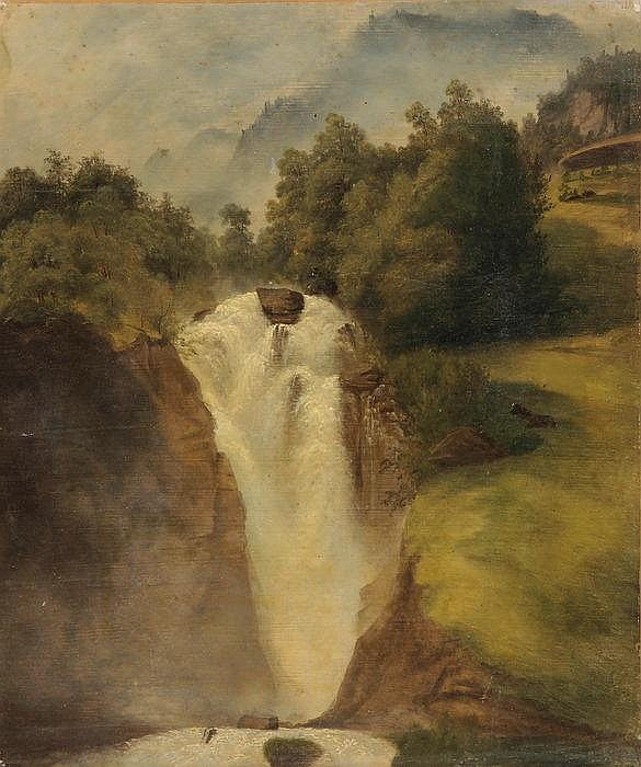 Handeck Waterfall, vintage artwork by Alexandre Calame, A3 (16x12") Poster Print
