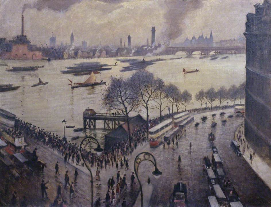 Blackfriars Bridge, London, vintage artwork by Christopher Nevinson, 12x8" (A4) Poster