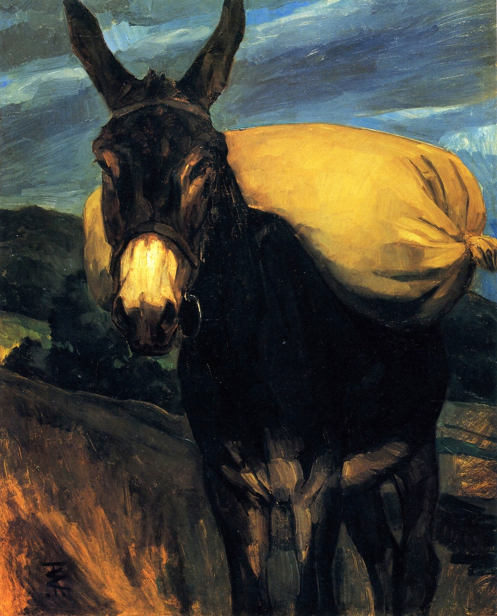 Donkey with Sack of Flower by Wilhelm Trubner,A3(16x12")Poster
