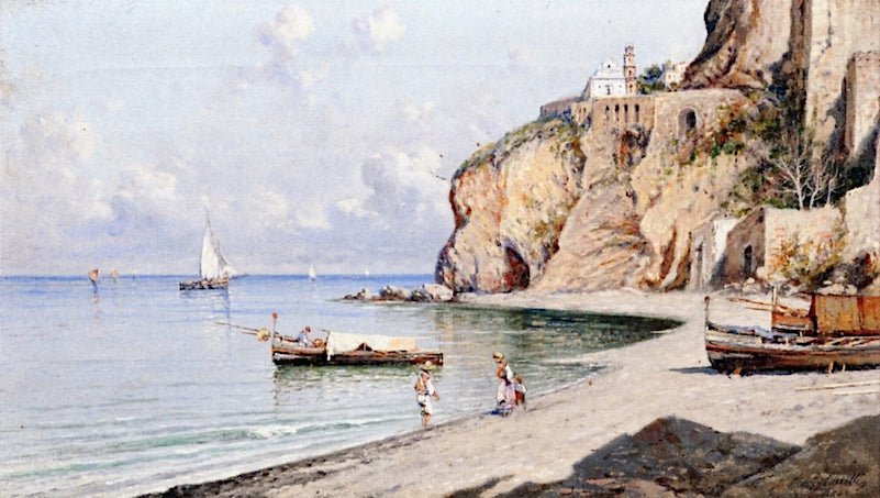 res on a Beach along the Coast of Napoli by Giuseppe Carelli,A3(16x12")Poster