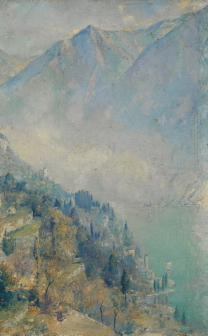 Morning mists on Lake Como by Tom Roberts,A3(16x12")Poster