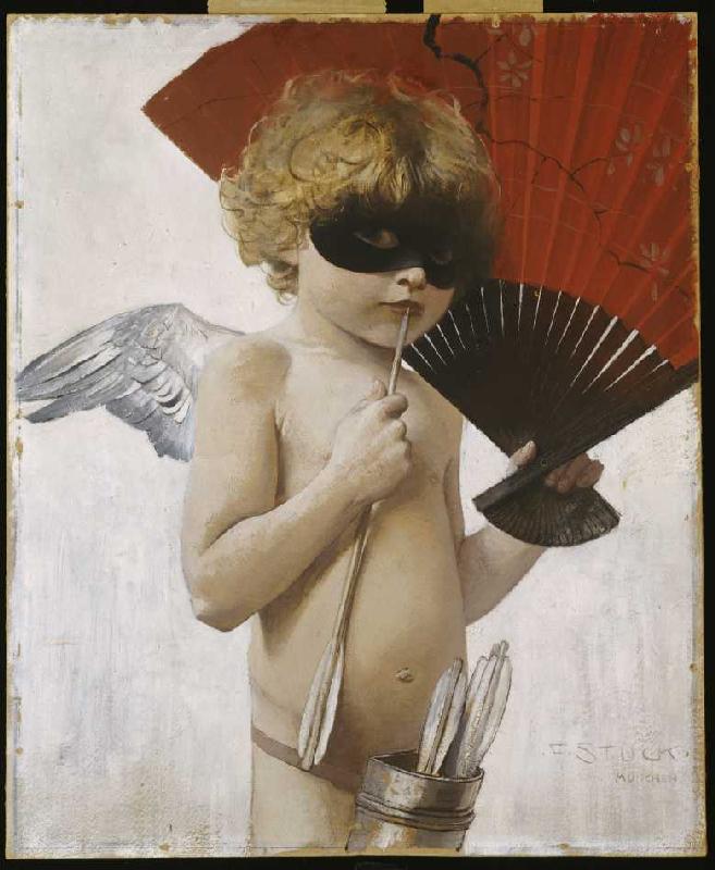 Cupid at the Masked Ball, vintage artwork by Franz von Stuck, 12x8" (A4) Poster