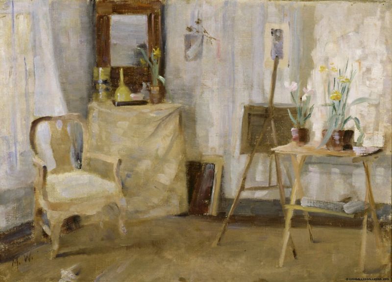 In the Atelier, vintage artwork by Maria Wiik, 12x8" (A4) Poster
