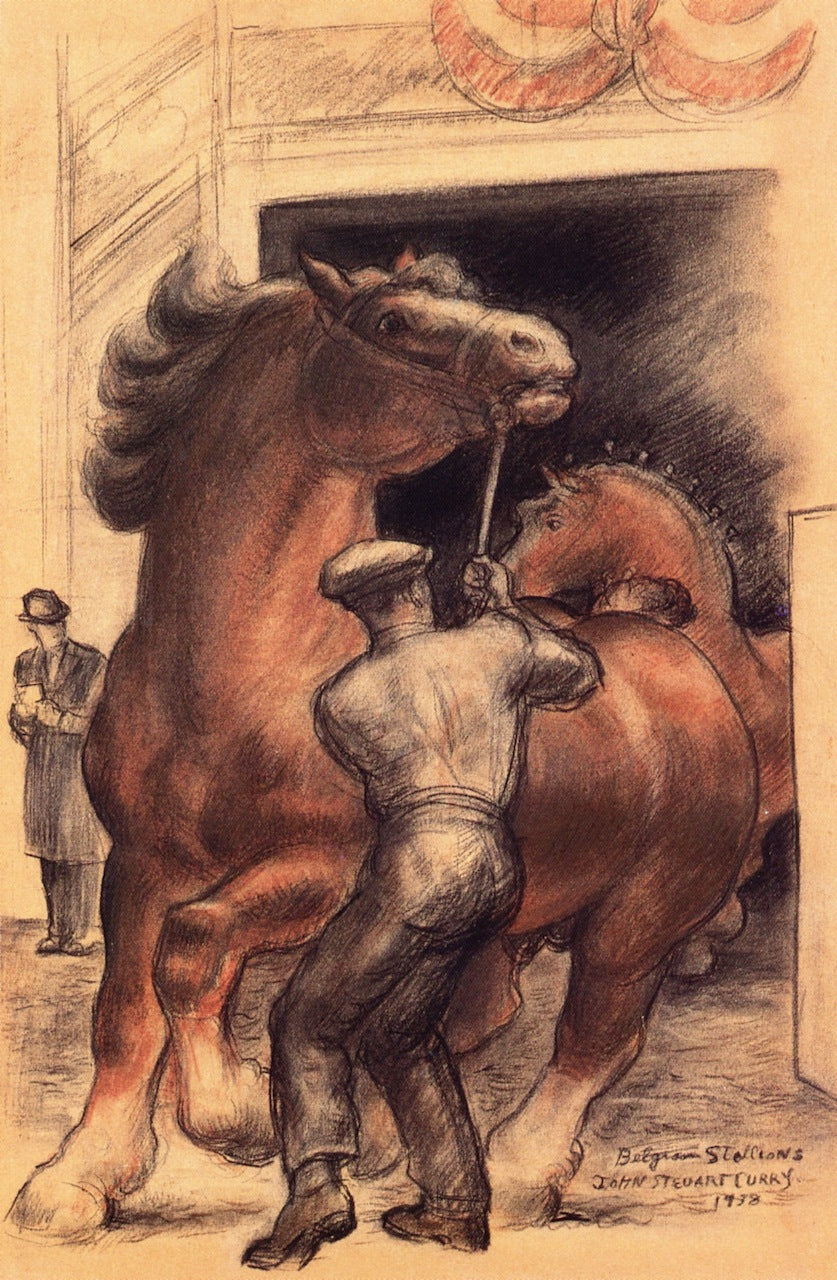 Belgian Stallions by John Steuart Curry,16x12(A3) Poster