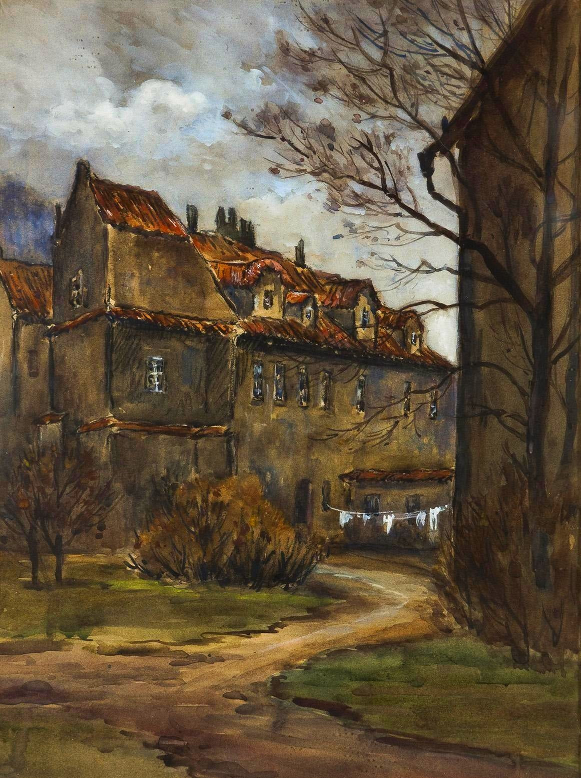 In a quiet garden of the lesser quarter, vintage artwork by Zdenka Braunerová, 12x8" (A4) Poster