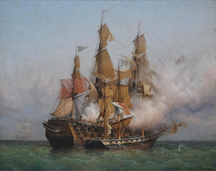 Abordage du Kent, vintage artwork by Louis Garneray, 12x8" (A4) Poster