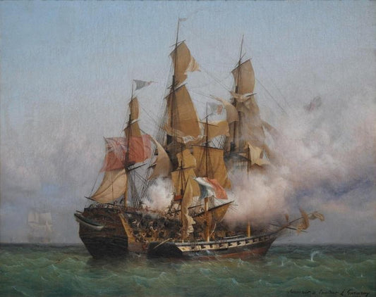 Abordage du Kent, vintage artwork by Louis Garneray, 12x8" (A4) Poster