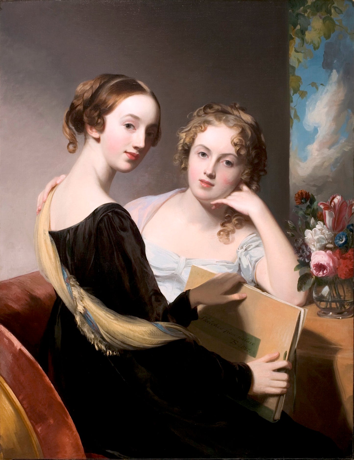Misses Mary and Emily McEuen, vintage artwork by Thomas Sully, 12x8" (A4) Poster