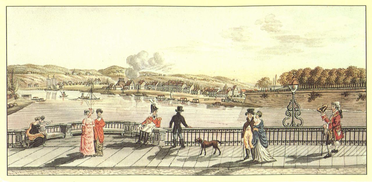 View of Elbe, vintage artwork by Christian Gottlob Hammer, 12x8" (A4) Poster