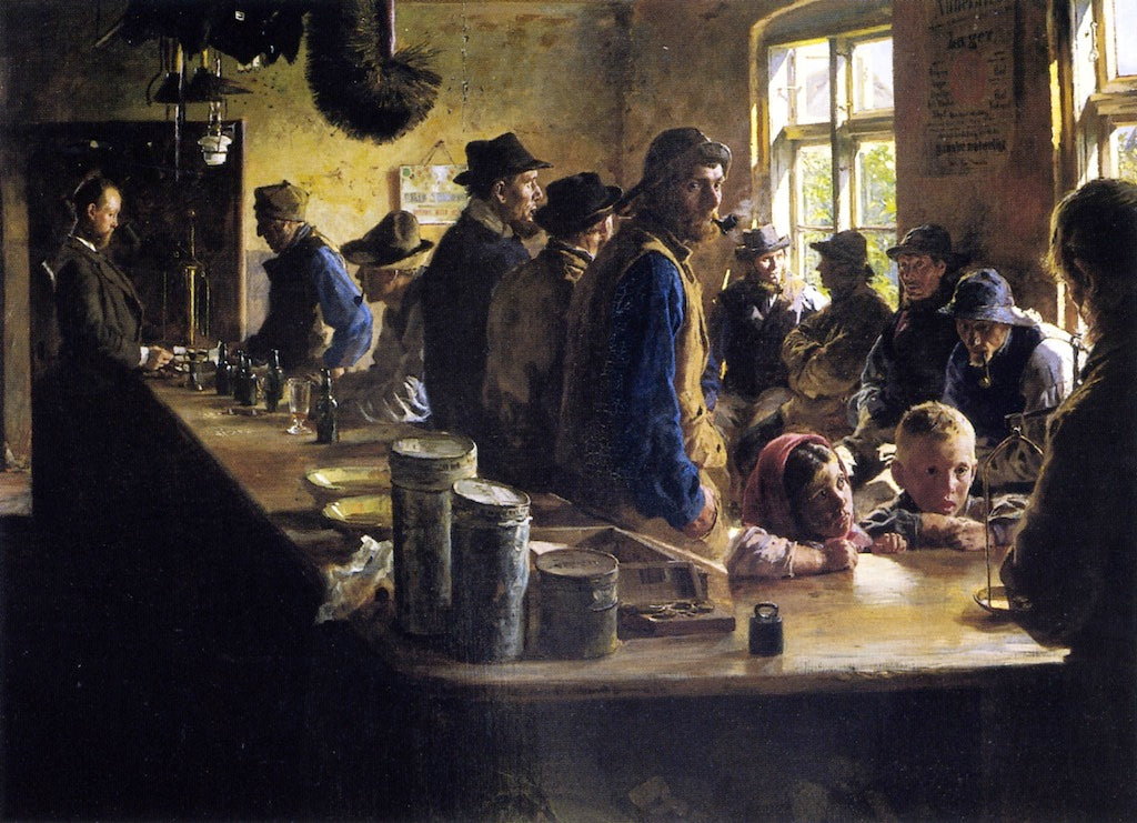 In the Store During a Pause from Fishing, vintage artwork by Peder Severin Kroyer, 12x8" (A4) Poster