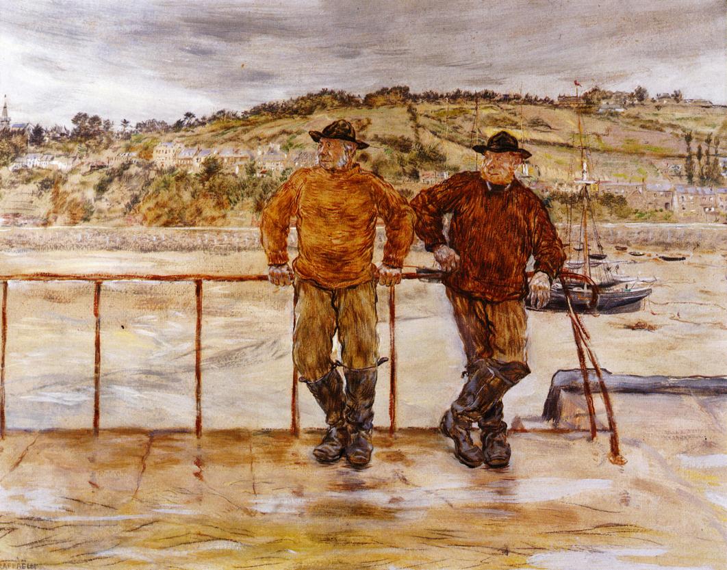 Fishermen at Jersey, vintage artwork by Jean-François Raffaëlli, 12x8" (A4) Poster