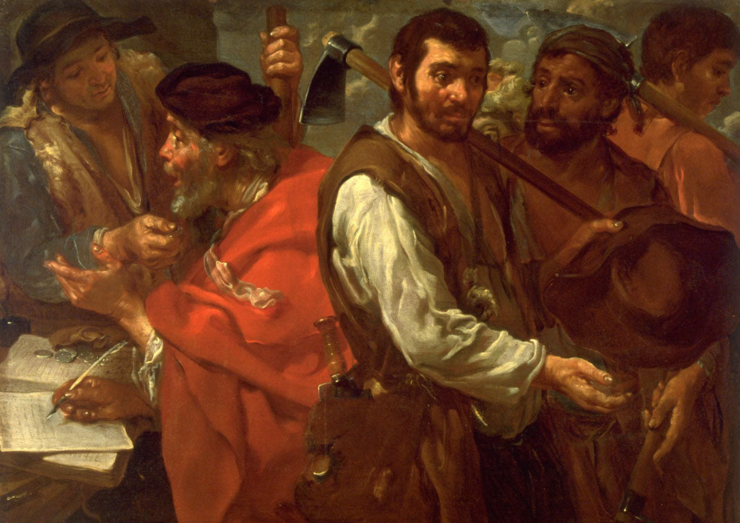The Parable of the Labourers in the Vineyard, vintage artwork by Bernhard Keil, 12x8" (A4) Poster
