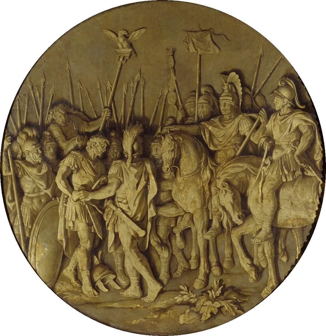 Salon of Mars - Severus Alexander Degrading an Officer, vintage artwork by Rene-Antoine Houasse, 12x8" (A4) Poster