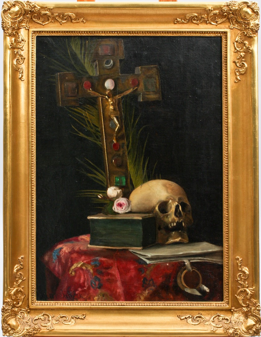Vanitas Still-Life, vintage artwork by Oscar Gustaf Bjorck, 12x8" (A4) Poster