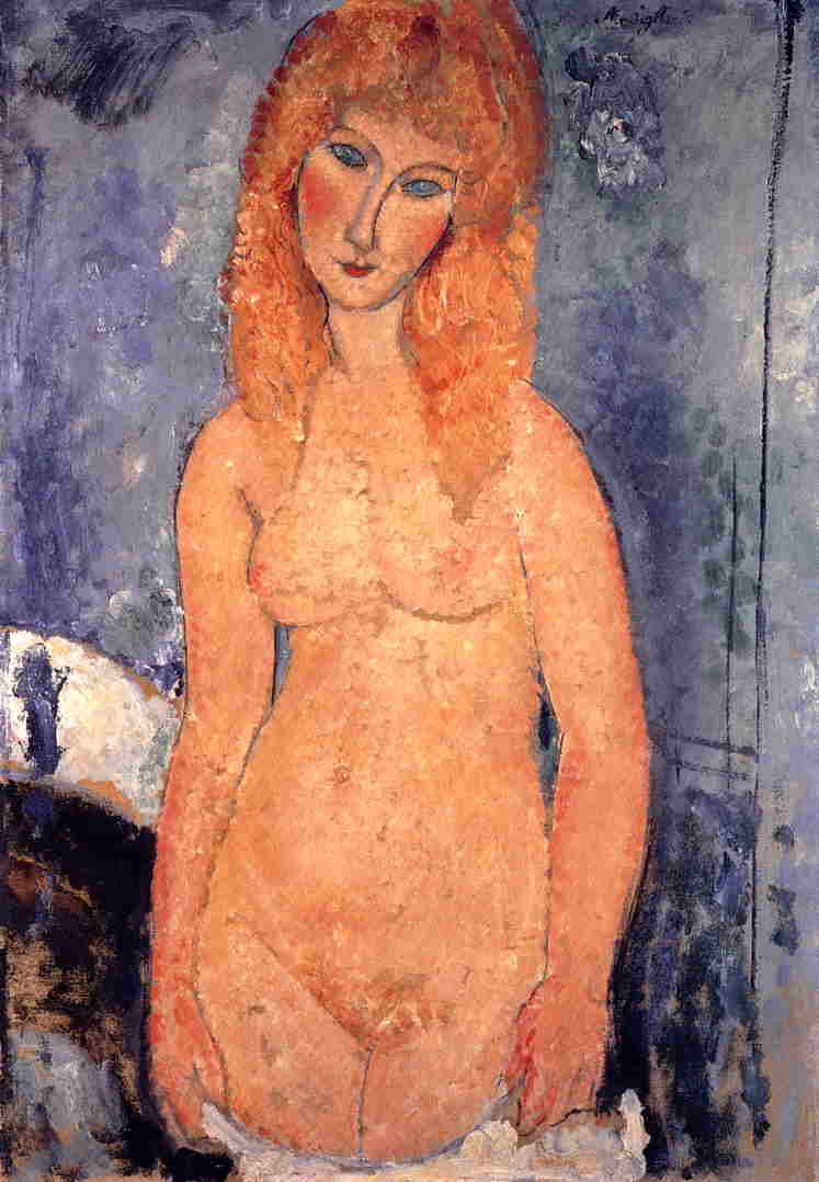 Blonde Nude, vintage artwork by Amedeo Modigliani, 12x8" (A4) Poster