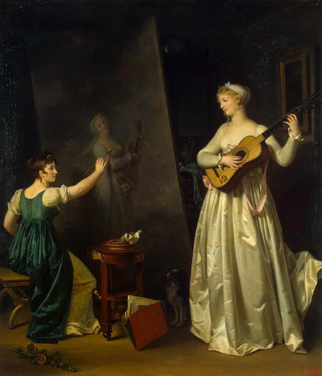 Artist Painting a Portrait of a Musician, vintage artwork by Marguerite Gerard, 12x8" (A4) Poster
