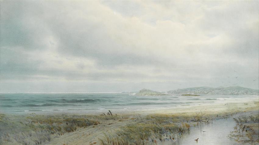 Calm Shoreline, vintage artwork by William Trost Richards, 12x8" (A4) Poster