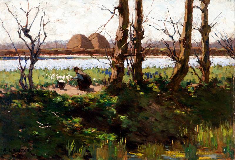Picking hyacinths by Antonie Lodewijk Koster,A3(16x12")Poster