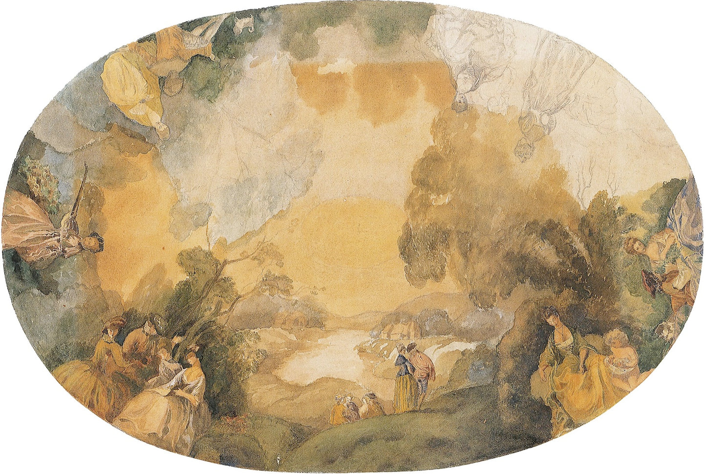 Plafond a la Watteau, vintage artwork by Sergei Chekhonin, 12x8" (A4) Poster