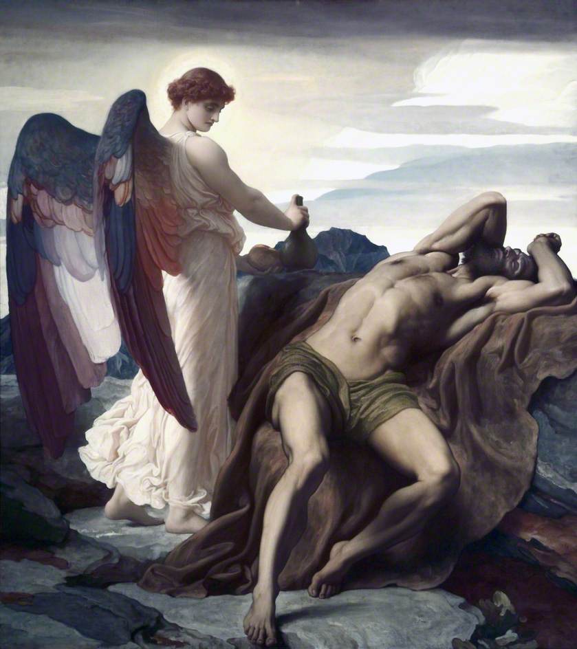 Elijah in the Desert, vintage artwork by Sir Frederic Lord Leighton, 12x8" (A4) Poster