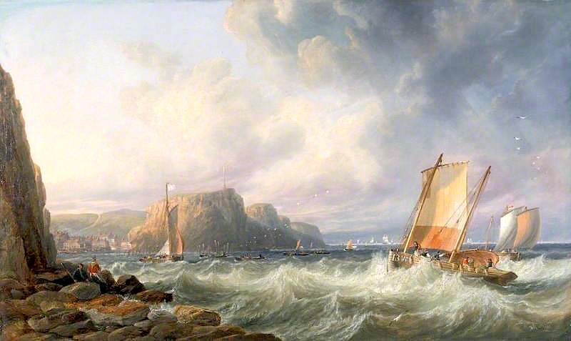 Off the Yorkshire Coast, Staithes, vintage artwork by John Wilson Carmichael, A3 (16x12") Poster Print