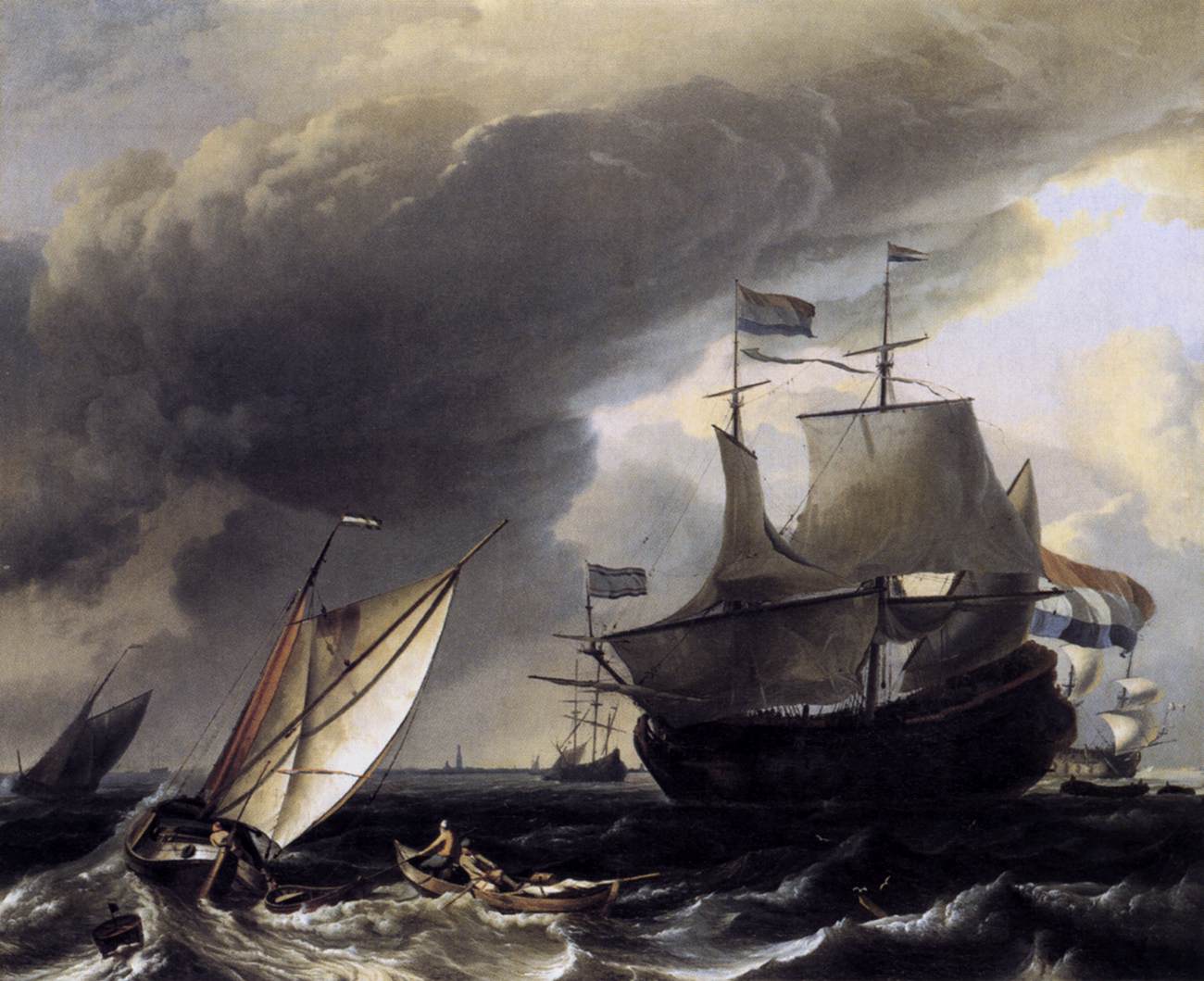 Dutch Vessels on the Sea at Amsterdam, vintage artwork by Ludolf Backhuysen, 12x8" (A4) Poster
