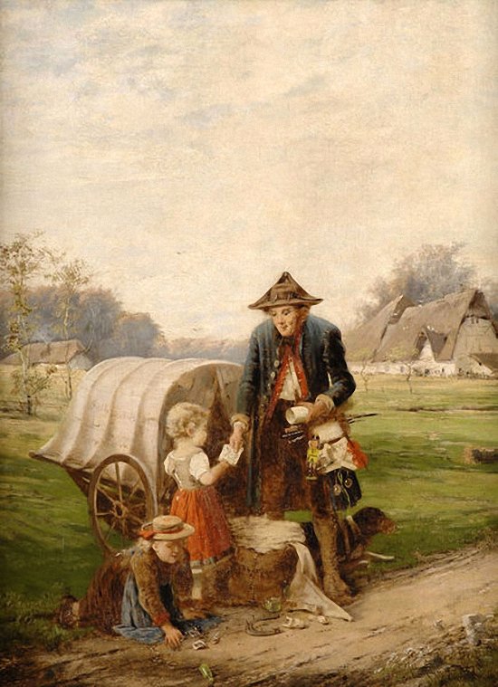 The Toy Seller, vintage artwork by Fritz Beinke, 12x8" (A4) Poster
