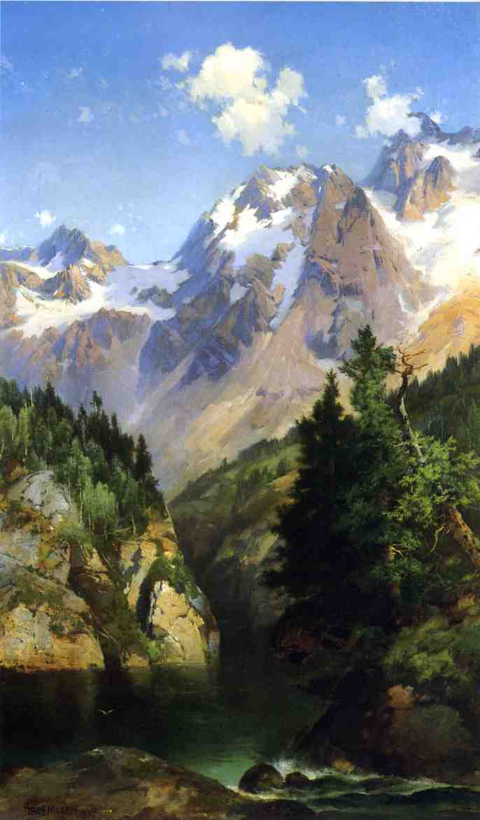A Rocky Mountain Peak, Idaho Territory, vintage artwork by John Ferguson Weir, 12x8" (A4) Poster