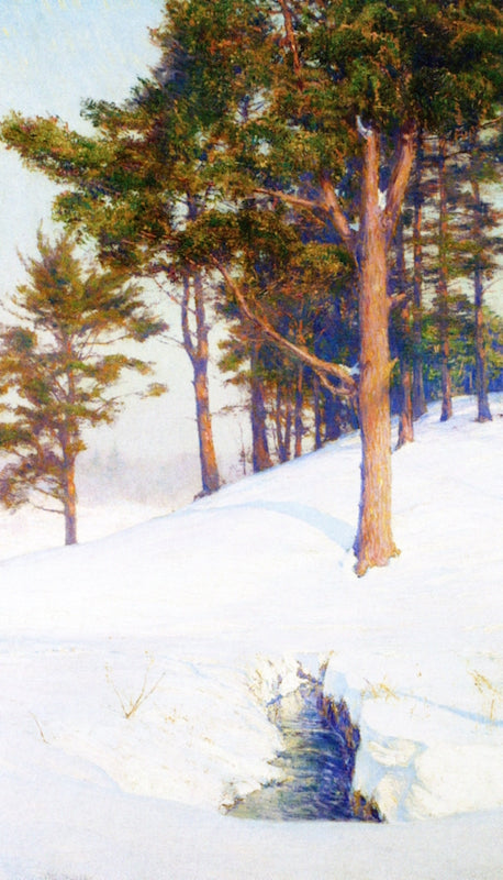 Winter Landscape with Stream, vintage artwork by Walter Launt Palmer, 12x8" (A4) Poster