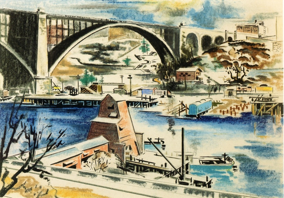 Harlem River by Preston Dickinson,16x12(A3) Poster