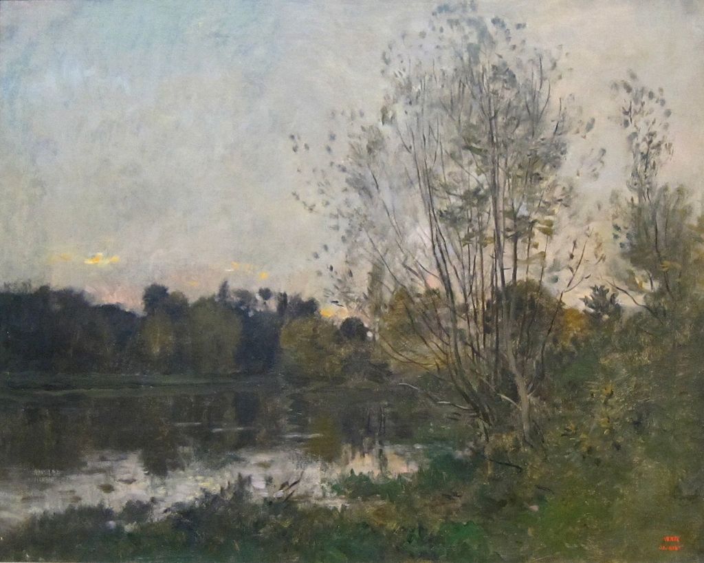 A Lake in the Woods at Dusk, vintage artwork by Charles-François Daubigny, A3 (16x12") Poster Print